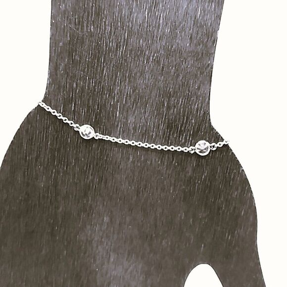 JCM 925 Sterling Silver & Cubic Zirconia (CZ) Dainty Thin Bracelet Sm Wrist NWOT - Picture 12 of 16